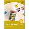 A-SUB Carta adesiva in vinile stampabile impermeabile premium bianca opaca, Etichette in vinile autoadesive per stampanti a getto d'inchiostro, Formato A4, 20 fogli