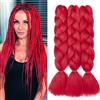 Dcbaboo Extension per Treccine Africane Rosso 60cm Extension Capelli Finti per Treccine Africane Extension Trecce Capelli Sintetici Kanekalon 3 Ciocche Ombre Jumbo Braiding Hair