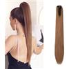 Dcbaboo Coda di Cavallo Extension Capelli Lisci Coda Capelli Extension con Pinza 55cm Posticci per Capelli Dritti Coda Finta per Capelli Sintetici Lunghi Ponytail Naturale, Marrone dorato