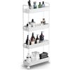 SOLEJAZZ Carrello portaoggetti a 4 ripiani Carrello scorrevole e scorrevole Carrello portaoggetti mobile per cucina, bagno, lavanderia, camera da letto, spazi stretti, plastica, bianco