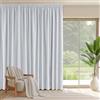 PONY DANCE Tende Termiche per Salotto Eleganti Divisione della Stanza Camera da Letto 1 Pezzo 300x260 CM Tenda Oscurante da Interno con Fettuccia Moderne, Bianco Grigiastro