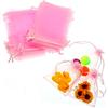 JZK 50 x Rosa 9x12cm Sacchetti Coulisse Organza portaconfetti sacchettini portariso bomboniere per Matrimonio Compleanno Battesimo