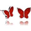 Dragon Porter Orecchini a Bottone Piccolo Lusso; Gioielli per Donne (Stile 29 - Farfalla Scintillante Rosso Argento)