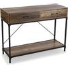 VERSA Bremen Consolle Ingresso, Tavolo Consolle, Tavolino Ingresso, Tavolo Salotto, con 2 cassetti, Misure (A x L x l) 76 x 100 x 35 cm, Legno, Colore Marrone