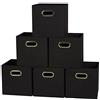 Household Essentials 80-1, Set di 6 contenitori pieghevoli in tessuto, con manici, colore: nero