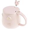 lachineuse - Tazza Gatto Kawaii 450ml - Tazza Gatto con Coperchio e Cucchiaio - Colori Ceramica Rosa e Oro - Ideale per Infusi di Tè e Caffè - Tazza Originale Giapponese - Idea Regalo Asiatica