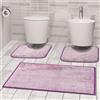Comart - Set Tappeti Ocean Bagno - Tris Tappetini Bagno: Un Tappeto Rettangolare 45x75 cm + Due Giro Water o Bidet 45x75 cm - Soffici e Morbidi - Sottili e Antiscivolo - Lavabili in Lavatrice - Lilla