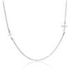 WANDA PLATA Collana a 2 croci orizzontali per giovani donne, in argento sterling 925, collana girocollo a croce in confezione regalo, Argento sterling