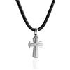 STERLL Collana Uomo Con Croce In Argento 925 E Cinturino In Pelle Intrecciata