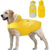 Idepet - Mantella per cani con cappuccio e foro per il collare, impermeabile e riflettente, per cani di piccola, media e grande taglia (L, Giallo)