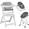 Bebeconfort Seggiolone Sdraietta 3-in-1 Timba con Cuscino + Timba Baby, Set Seggiolone Evolutivo con Sdraietta Neonati Reclinabile, Cuscino Imbottito e Vassoio, 0-10 Years, 0-30 kg, White/Light Grey