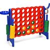 GYMAX Gioco Forza 4 Gigante 3 in 1, Anelli di Lancio, Canestro e Pallacanestro, per Bambini e Adulti, 84 x 33 x 74 cm (Blu)