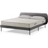 EVERGREENWEB MATERASSI & BEDS EVERGREENWEB - Letto Singolo con Materasso 80x200 alto 20 cm in Waterfoam Flex, Base Letto 12 Doghe in Legno + Cuscino in Fiocco Memory Foam Testata Trapuntata Stondata color Tortora modello Madrid