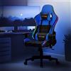 ML DESIGN modern living ML-Design Sedia da Gaming Illuminazione LED RGB e Altoparlanti Bluetooth e Cuscino Lombare Ecopelle Blu Poltrona Ufficio Ergonomica Confortevole Braccioli Poggiatesta Altezza Regolabile Reclinabile