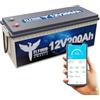 Elfhub Batteria LiFePO4 da 12 V 200 Ah con Bluetooth integrato 200 A BMS, batteria al litio da 2560 Wh, 4000 cicli, ideale per camper, trailer, barca e campeggio