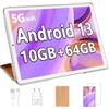 YESTEL Tablet 10 Pollici Android 13 con 10 GB RAM + 64 GB ROM(1 TB Espandibile) GPS, 8 Core CPU, 5G Wi-Fi,5MP + 8MP, USB-C,Bluetooth 5.0, Tablet con Custodia, Oro