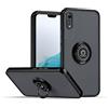 JIEZUIMEI Cover per Huawei P20 Pro Custodia, TPU Silicone e Traslucida PC indietro Cover Antiurto Custodia, Glassato Anti-Impronta Protettiva Case AntiGraffio con 360° Supporto Anello Nero