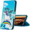 MRSTER Cover per Samsung Galaxy J5 2017, Moda Bello Custodia a Libro in Pelle PU Flip Portafoglio Custodia Shockproof Resistente Case per Samsung Galaxy J5 2017 J530. HX Rainbow Unicorn