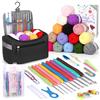 Coopay Set all'uncinetto portatile per principianti, set di uncinetti con 15 lana, borsa, accessori all'uncinetto, uncinetti ergonomici con manico morbido e ago in metallo, 2,0 - 10 mm, pratici