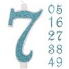 IDEGOS Candelina a numero 7 bianca con Glitter Azzurri 10 cm IDEGOS