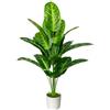 AIVORIUY Pianta Artificiale Grandi Piante Finta da Interno Esterno, Alberi Finte in Plastica Vaso Decorativa per Soggiorno Camera da Letto Cucina Balcone Ufficio Casa (80cm Banana a Righe)