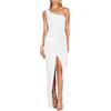 Minetom Abito Lungo Donna Elegante Paillettes Vestito da Sera Festa Cocktail Cerimonia Senza Maniche Senza Spalline Maxi Abito B Bianco XS