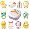 TUMAMA Giocattoli per Bambini da 6 Mesi Sonaglio Massaggiagengive Set Shaker Grasping Toddler Neonato Campane Sonagli a Scatto Giocattoli Educazione precoce Anello a Mano Ragazzi Ragazze Regali 10 PZ