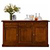 mobili2g MOBILI 2G - CREDENZA con 3 Porte E 3 CASSETTI, Arte POVERA, Tinta Noce Scuro 156 X 42 X 85