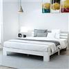 Merax Letto matrimoniale in legno massello | 200 x 140 cm | struttura per letto | rete a doghe | futon | letto in pino | bianco