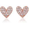 Diamond Treats Orecchini a Cuore in Argento 925 Placcato Oro Rosa 18K, Orecchini a Bottone per Donna e Ragazza con Zirconi Cubici, Confezione Regalo