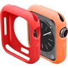 EIHAIHIS 2 Pezzi Custodie Protettiva in Silicone Morbido per Cover Apple Watch 45mm, Custodia Protettiva Antiurto Cava Antigraffio per iWatch Series 8 7, Rosso/Arancione