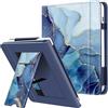 FINTIE Custodia per 7 Kobo Libra Colour (2024) / Kobo Libra 2 (2021) eReader - Stand Cover Protettiva Case con Card Slot e Hand Strap, Auto Sveglia/Sonno, Ocean Marble