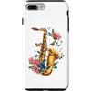 Aesthetic Saxophone Art I Kids Saxophone Custodia per iPhone 7 Plus/8 Plus Sassofono colorato con fiori I