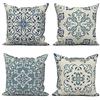 ASDCXZ Federa per cuscino boho, 40 x 40 cm, set da 4 pezzi, motivo floreale retrò, beige, blu, per divano, cuscino decorativo, lavabile, in poliestere, lino, per esterni