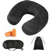 MEMOFYND 1 cuscino cervicale da viaggio in memory foam con maschera per gli occhi, tappi per le orecchie, borsa portaoggetti, cuscino semicerchio, cuscino per seduta, cuscino per pisolino, adatto per