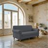 Italian Bed Linen Copridivano FASHIONABLE Estensibile da 120 a 160 cm - Salvadivano Elasticizzato in Poliestere, Cotone ed Elastan, Protezione Divano 2 Posti - GRIGIO SCURO