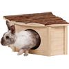 Kerbl Pet Casetta d'angolo per roditori Nature, Natura, Casetta per roditori e per Piccoli Animali, 31x31x20 cm, Legno, Conigli, Porcellini d'India, Criceti, Cincillà, da Masticare, Salvaspazio