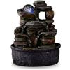 Zen Light Fontana interna a cascata natura effetto pietra roccia luce colorata, idea regalo, decorazione per interni in movimento, fontana da tavolo Zen rilassante, oggetto Feng Shui Bonheur, H 23 cm - Satya