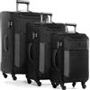 FERGÉ set di 3 valigie da viaggio Saint-Tropez - bagaglio morbido e leggero Set di valigie da 3 pezzi con 4 ruote piroettanti nero