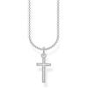 Thomas Sabo Collana da Donna in Argento Sterling 925 con Croce Pavé, Lunghezza 38-45 cm