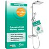 hansgrohe Crometta E - Colonna doccia a risparmio idrico (EcoSmart) con miscelatore termostatico, sistema doccia (240 x 240 mm) con rubinetto, doccetta, tubo, asta e soffione doccia, cromo, 27281000