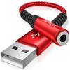 JSAUX Adattatore Audio da USB a Jack 3,5 mm, Scheda Audio Esterna Adattatore USB-A a Jack TRRS a 4 poli, Adattatore per Cuffie e Microfono Compatibile con Mac, Linux, PS4, PS5, PC, laptop-rosso