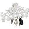 Relaxdays Appendiabiti e Porta-Chiavi in Ghisa, 5 Ganci, Stile Antico, Rustico, HxLxP: 17x35x3,5 cm, Bianco/Marrone