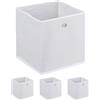 Relaxdays Scatola Portaoggetti, Set 4 Box da Scaffale, HLP 30 x 30 x 30 cm, Portagiochi Pieghevole, in Stoffa, Bianco, Ferro