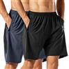HMIYA Pantaloncini Sportivi da Uomo Running Shorts con Tasca con Zip per Jogging Fitness (Nero e Grigio,L)