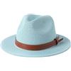 Dcvmvmn Cappello estivo Panama da donna, in paglia, a tesa larga, cappello Fedora, menta, EN802, 60 cm, Mint En802, taglia unica