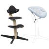Stokke Sedia Stokke Nomi (Nero) + Newborn Set (Nero/Grey Blue) - Include una cintura di sicurezza a 5 punti e un set di tessuti reversibili e lavabili - Sostiene fino a 150 kg