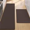 COLOR&GEOMETRY 10mm Tappeto da Cucina Antifatica-Set di 2 Runner Antiscivolo 44x75+44x150cm, Facile da Pulire, Impermeabile e Resistente all'Olio, Ideale per Zona Lavello e Piano Cottura, Marrone