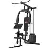 HOMCOM Stazione Fitness Multifunzione per Allenamento a Casa e Professionale in Acciaio, 148x108x207 cm, Nero|Aosom