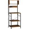 HOMCOM Scaffale Cucina con Multipresa, Ripiani e Ganci Stile Industriale, 60x42x153cm, Marrone|Aosom